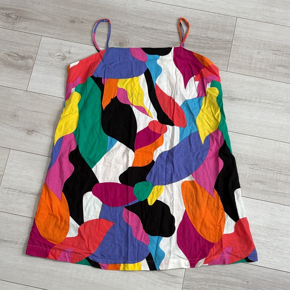Linen blend Multicolor Print Sundress size L